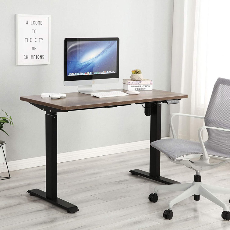 Inbox Zero Height Adjustable Standing Desk with Built in Outlets Wayfair
